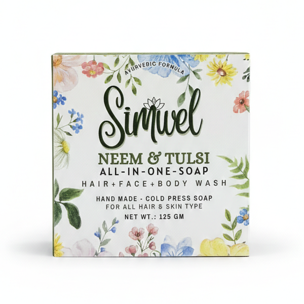 SIMWEL Neem & Tulsi All-in-one-Soap (Handmade - Cold Press Soap) 125 gm