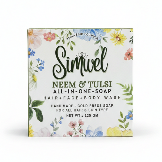 SIMWEL Neem & Tulsi All-in-one-Soap (Handmade - Cold Press Soap) 125 gm