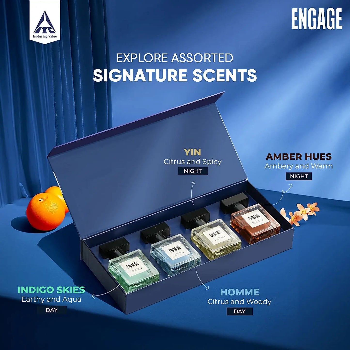 Engage Gift Assorted Luxury Perfume Set - For Men, 25ml x 4