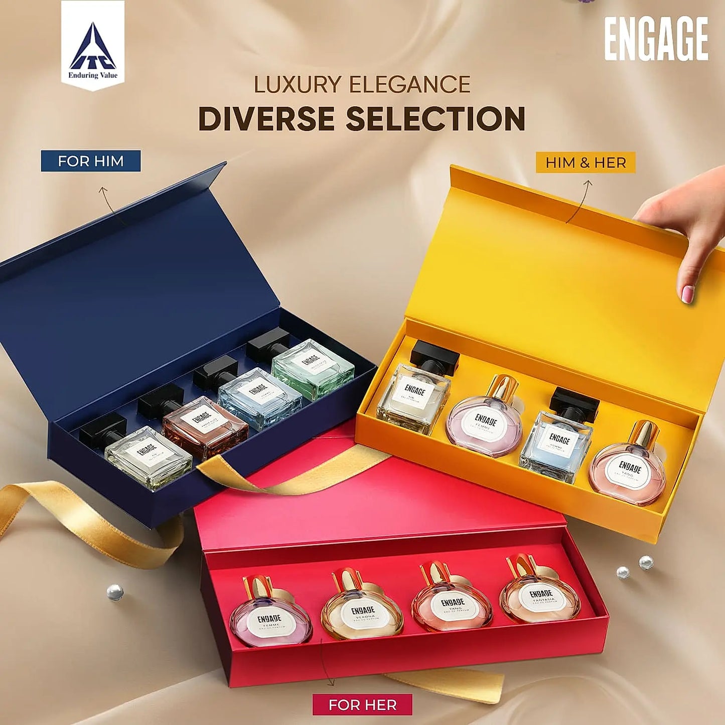 Engage Gift Assorted Luxury Perfume Set - For Men, 25ml x 4