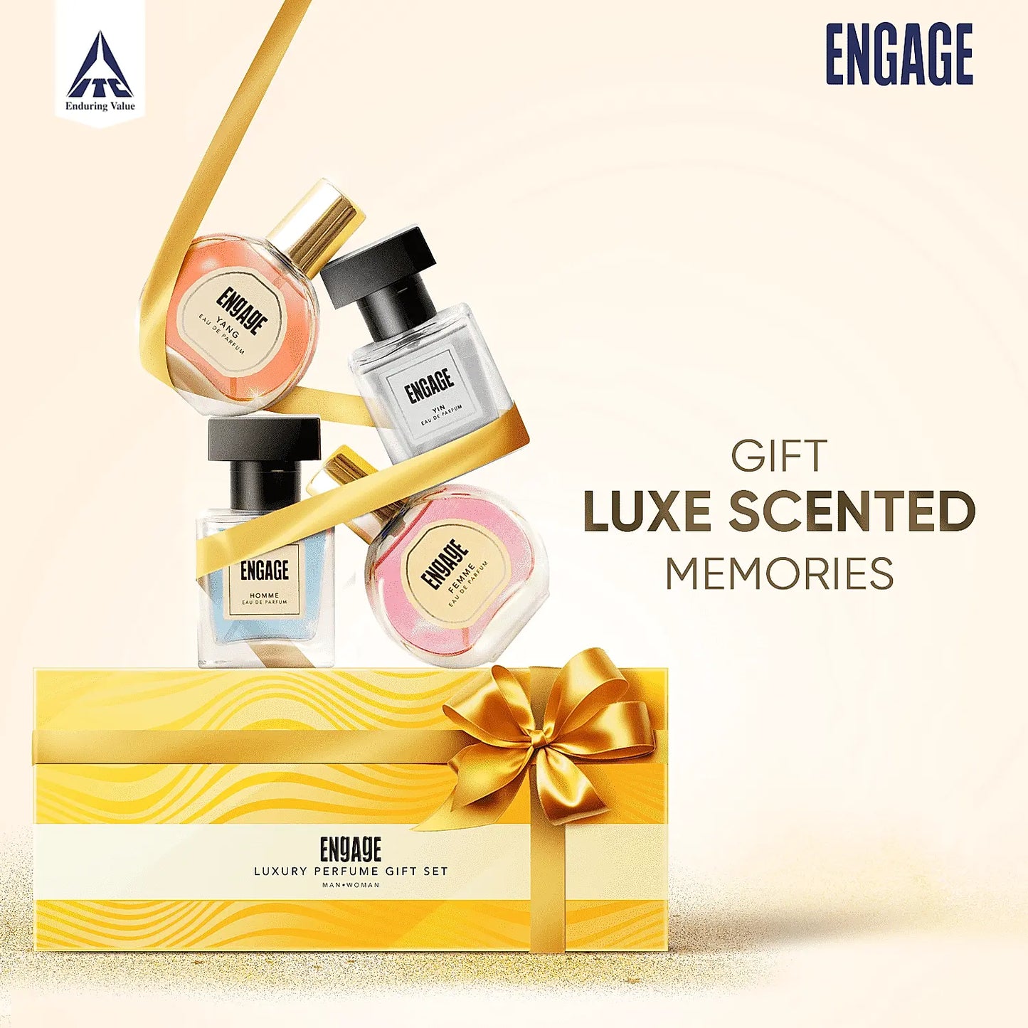 Engage Gift Assorted Luxury Perfume Set - For Men & Women, 100ml, 25ml x 4