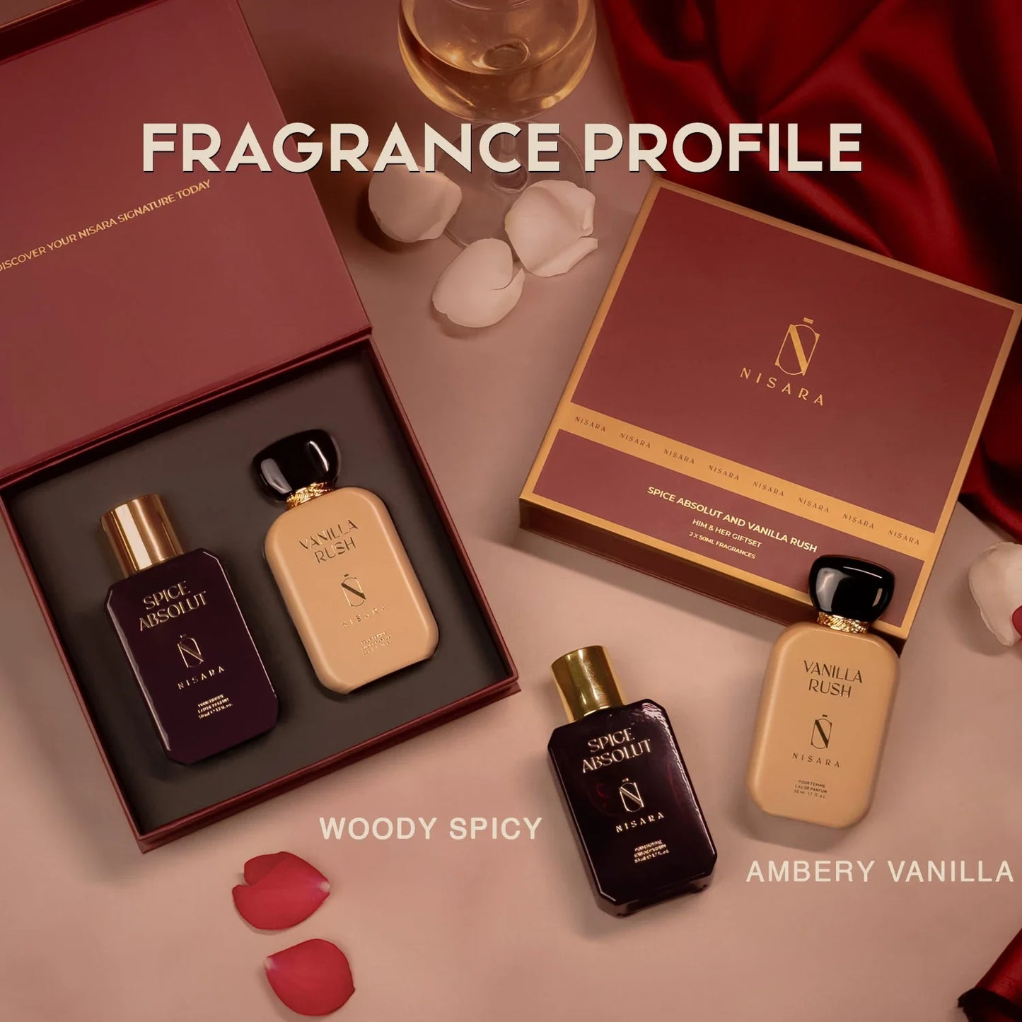 NISARA Gift Set of Him &  (SPICE ABSOLUT & VANILLA RUSH)