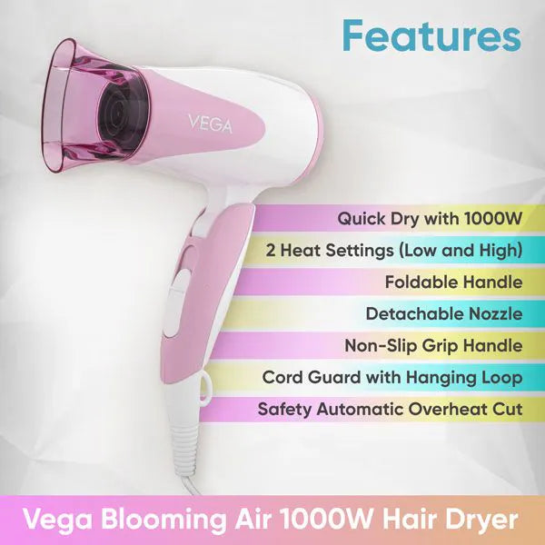 VEGA Blooming Air 1000 Watts Hair Dryer - VHDH-05